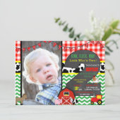 Barnyard Birthday Photo Invitation Kaart (Staand voorkant)