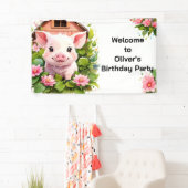 Barnyard Bliss Pink Piggy Verjaardagsbanner Spandoek (Insitu)