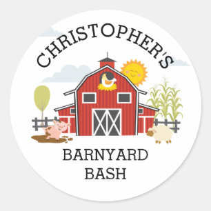 Barnyard Boerderij Animal Birthday Party Sticker