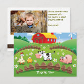 Barnyard Boerderij Birthday - Hartelijk dank Bedankkaart (Voorkant / Achterkant)