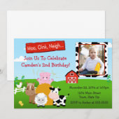 Barnyard Boerderij Birthday Invitation 5x7 Photo C Kaart (Voorkant / Achterkant)
