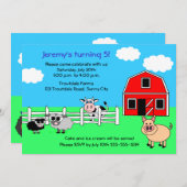 Barnyard Boerderij Birthday Invitation Kaart (Voorkant / Achterkant)