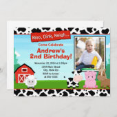 Barnyard Boerderij Birthday Invitation Kaart (Voorkant / Achterkant)