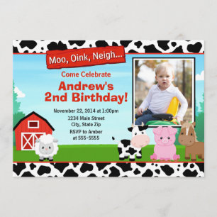 Barnyard Boerderij Birthday Invitation Kaart