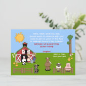 Barnyard boerderij kinderverjaardagsuitnodiging kaart (Staand voorkant)