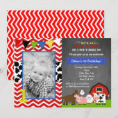 Barnyard Boerderij Verjaardagsfeestje Uitnodiginge Kaart (Voorkant / Achterkant)