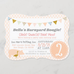 Barnyard Boogie Birthday Party Boerderij Theme Pig Kaart