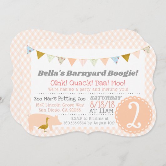 Barnyard Boogie Verjaardagsfeest Boerderij Theme P Kaart (Voorkant / Achterkant)