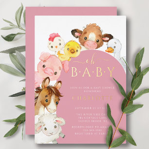 Barnyard Buddies Baby shower Folie Uitnodiging