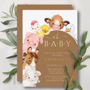 Barnyard Buddies Baby shower Folie Uitnodiging