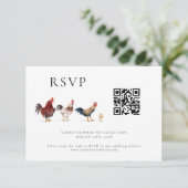 Barnyard Chicken Mariage QR Code carte RSVP (Debout devant)
