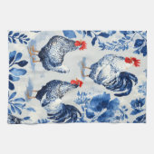 Barnyard Chickens and Botanical Pattern Design Theedoek (Horizontaal)