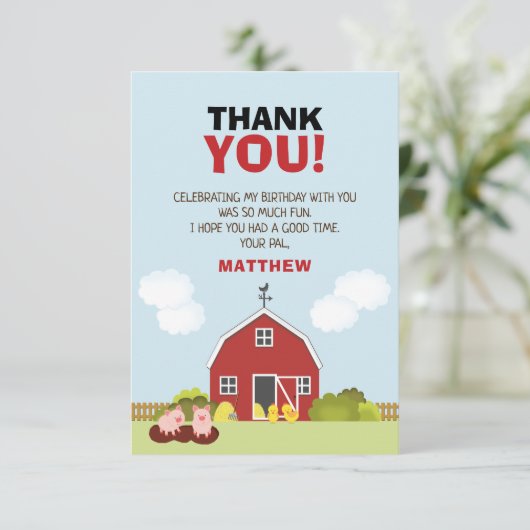 Barnyard dank je kaart (Staand voorkant)