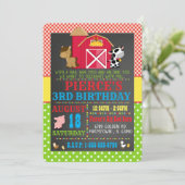 Barnyard Farm Animal Anniversaire Fête Invitation (Debout devant)