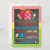 Barnyard Farm Animal Anniversaire Fête Invitation (Devant)