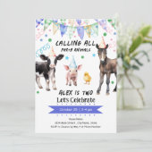 Barnyard Farm Animals 2e verjaardag Kaart (Staand voorkant)