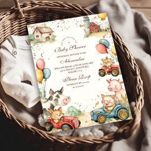 Barnyard Farm Animals Baby shower Kaart