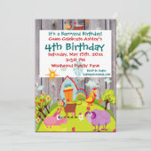 Barnyard Farm Animals Barnwood Birthday Invitation Kaart (Staand voorkant)