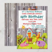 Barnyard Farm Animals Barnwood Birthday Invitation Kaart (Voorkant / Achterkant)