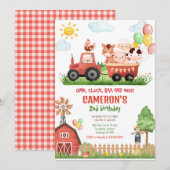 Barnyard Farm Animals Birthday Invitation (Devant / Derrière)