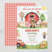 Barnyard Farm Animals Birthday Invitation (Devant / Derrière)