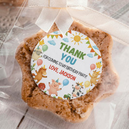 Barnyard Farm Animals Birthday Party Ronde Sticker