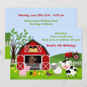 Barnyard Farm Animals Verjaardagsfeestuitnodiginge Kaart (Voorkant / Achterkant)
