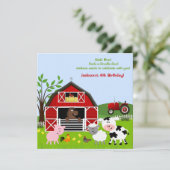 Barnyard Farm Animals Verjaardagsfeestuitnodiginge Kaart (Staand voorkant)