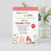 Barnyard Farm Animaux Anniversaire Merci Cartes (Debout devant)