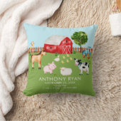 Barnyard Farm Animaux Baby Birth Stats Coussin (Couverture)