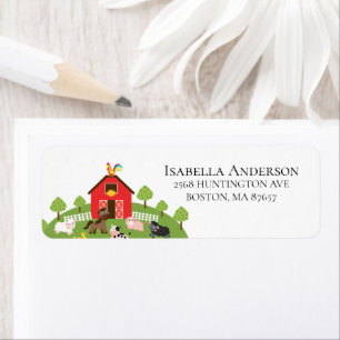 Barnyard Farm Animaux Baby shower Étiquette de adr