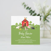 Barnyard Farm Animaux Baby shower Invitation (Debout devant)
