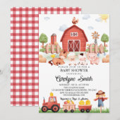 Barnyard Farm Animaux Baby shower Invitation (Devant / Derrière)