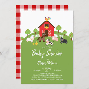 Barnyard Farm Animaux Baby shower Invitation