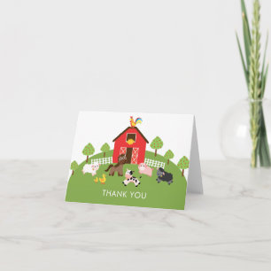 Barnyard Farm Animaux Baby shower Merci Note