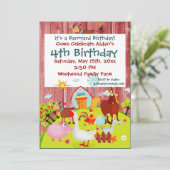 Barnyard Farm Animaux Red Wood Invitation Annivers (Debout devant)