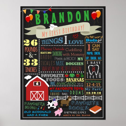 Barnyard First Birthday Poster (Voorkant)