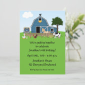 Barnyard Friends, Green, Birthday Invitation (Debout devant)