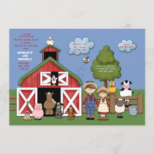 Barnyard Friends Invitation Kaart