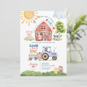 Barnyard Fun 1er Anniversaire Photo Invitation (Debout devant)