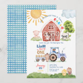 Barnyard Fun 1er Anniversaire Photo Invitation (Devant / Derrière)