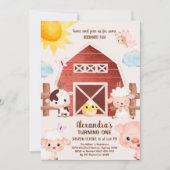 Barnyard Fun 1st Birthday Party Farm Animals Kaart (Voorkant)