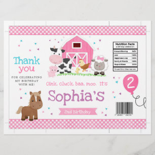 Barnyard Girl Birthday Party Chip Bag Wrapper Flyer