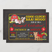 Barnyard Joint Birthday Invitation Kaart (Voorkant / Achterkant)