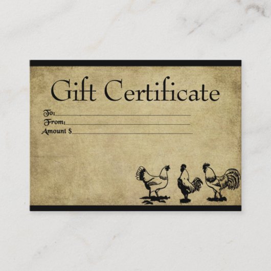 Barnyard Kippen- Kaarten van het Prim Cadeaucertif Kortingskaartje (Voorkant)