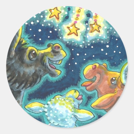 BARNYARD LANDBOUWDIEREN OP VIERDE JULI Funny Cute Ronde Sticker (Voorkant)