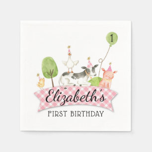 Barnyard Party servetten, meisjes Barnyard verjaar Servet