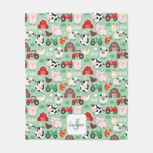 Barnyard Pattern Boerderij Dier Schattige Kind Fleece Deken (Voorkant)
