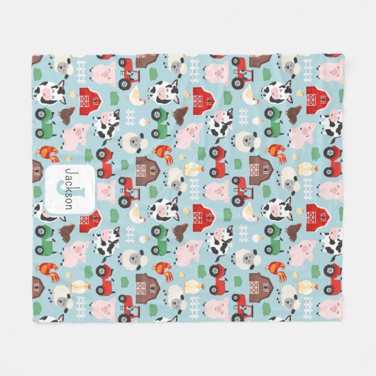 Barnyard Pattern Boerderij Dier Schattige Kind Fleece Deken (Voorkant (Horizontaal))