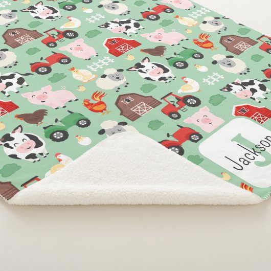 Barnyard Pattern Boerderij Dier Schattige Kind Sherpa Deken (3/4)